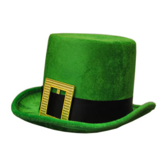 Velour Tall Green Leprechaun Designed Bowler Hat