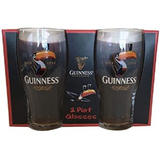 Official Guinness Two Pack Pint Glasses Classic Style With Toucan Design