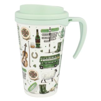 Impressions Of Ireland White And Green Travel Cup With Handle