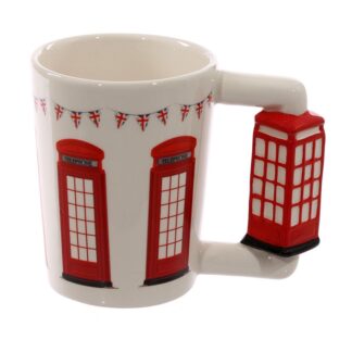 Red Telephone Box Ceramic Shaped Handle Mug with Decal