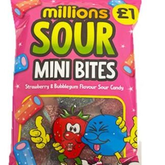 Millions Sour Mini Bites Strawberry And Bubblegum